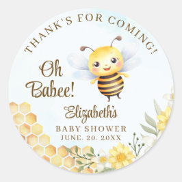 Oh Babee, Baby shower with Cute Wild bee Runder Aufkleber