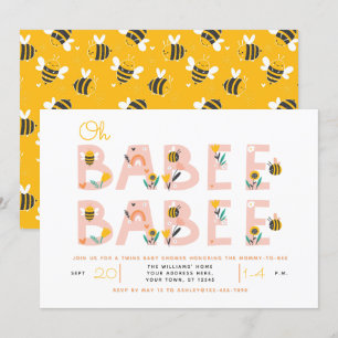 Oh Babee Baby Yellow Twin Baby Dusche Einladung