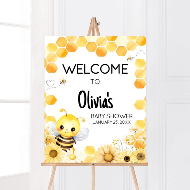 Oh Babee Bee Baby Dusche Willkommen Poster (Oh Babee Baby Shower Welcome Sign)