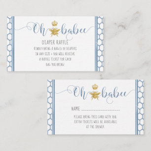 Oh Babee Bee Crown Blue Gold Baby Diaper Raffle Visitenkarte