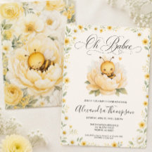 Oh Babee Bee Floral Gelb Wasserfarbe Baby Shower