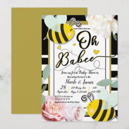 Oh BaBEE Bee Floral Yellow Gold Baby Dusche Einladung