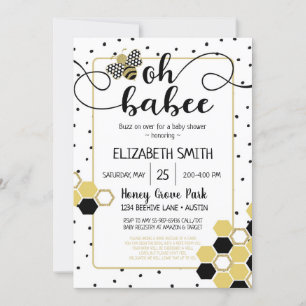 Oh Babee Bumblebee Gold Glitzer Black Baby Dusche Einladung