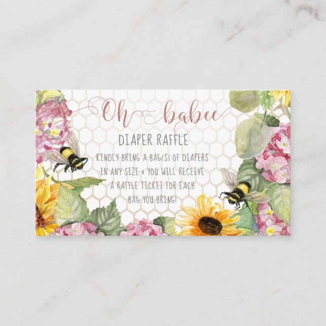Oh Babee Bumblebee Sonnenblume Girl Diaper Raffle Visitenkarte (Vorderseite)