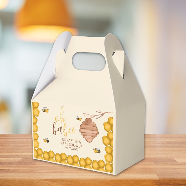 Oh Babee, Cute Watercolor Bee Baby shower Geschenkschachtel (Von Creator hochgeladen)