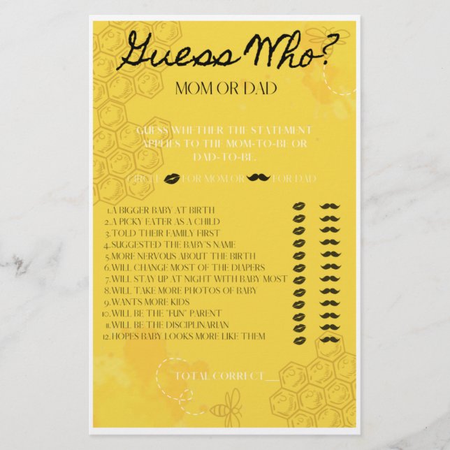 Oh Babee Guess Who Game Flyer (Vorne)