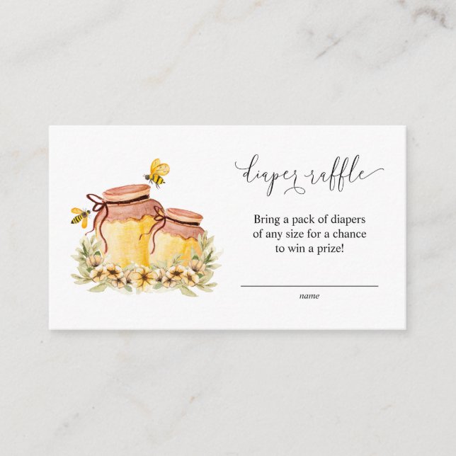 Oh Babee Watercolor Bee Diaper Raffle Cards Begleitkarte (Vorderseite)