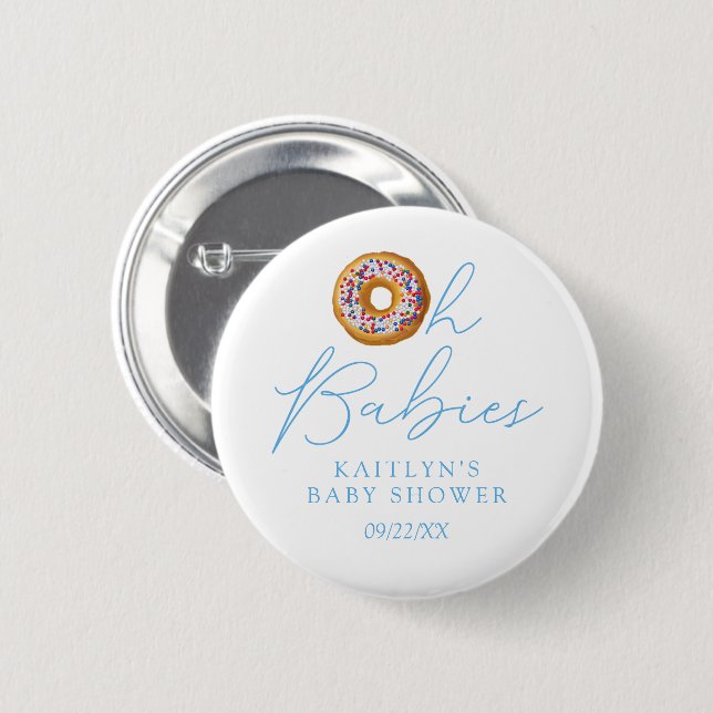 Oh Babies Donut Sprinkle Twin Boys Baby Dusche Button (Vorne & Hinten)
