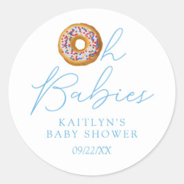 Oh Babies Donut Sprinkle Twin Boys Baby Dusche Runder Aufkleber