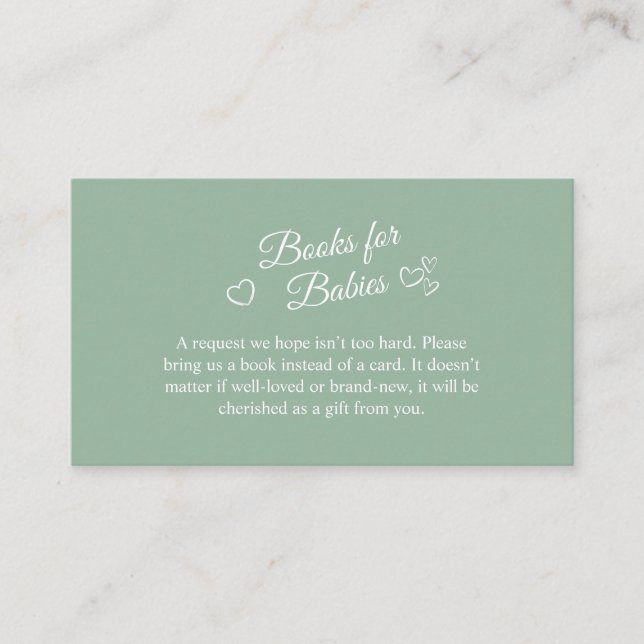 Oh Babies Sage Green Twin Shower Books for Babies Begleitkarte (Vorderseite)