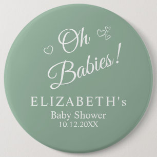 Oh Babies Salbeigrüne Zwillings-Baby-Party-Ansteck Button