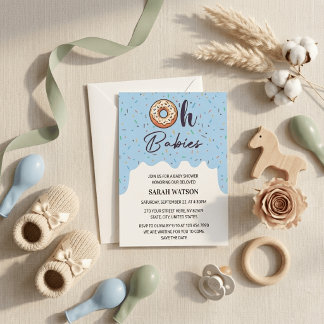 Oh Babies Sprinkle Donut Twins Baby Boy Dusche Einladung