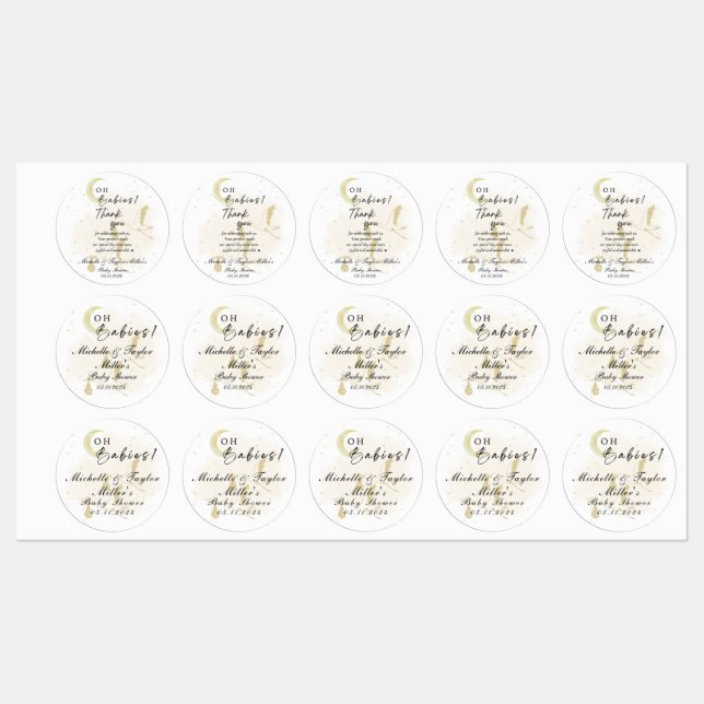 Oh Babies ! Sticker Baby shower Neutre Twin Stores (Feuille)