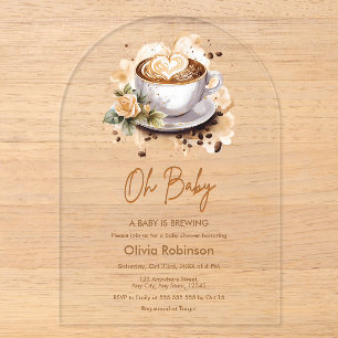 Oh Baby A Baby Braut Brown Coffee Baby Dusche Acryleinladungen