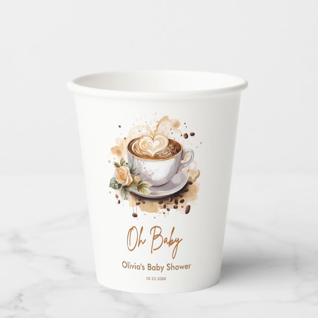 Oh Baby A Baby Braut Brown Coffee Baby Dusche Pappbecher (Vorderseite)