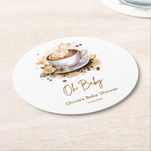 Oh Baby A Baby Braut Brown Coffee Baby Dusche Runder Pappuntersetzer