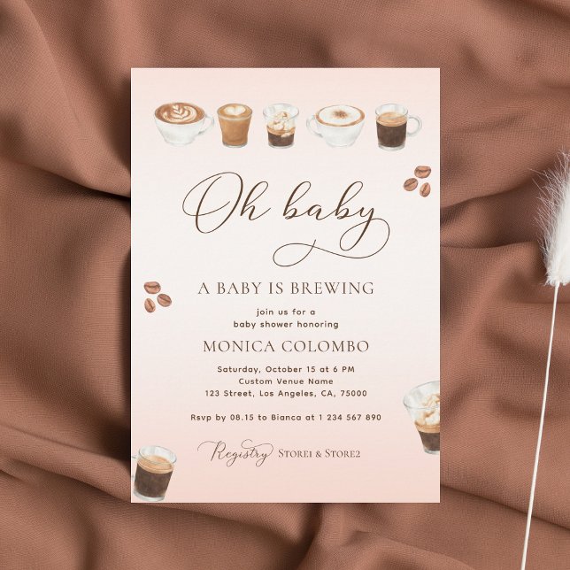 Oh Baby A Baby Braut Pink Coffee Baby Dusche Einladung (Von Creator hochgeladen)