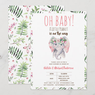 Oh Baby A Little Peanut Elephant Baby Shower Boho Einladung