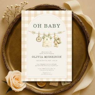 Oh Baby Abenteuer wartet Wäscheleine Baby Shower Einladung