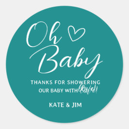 Oh Baby Aquamarin Gender Neutral Baby Dusche Danke Runder Aufkleber