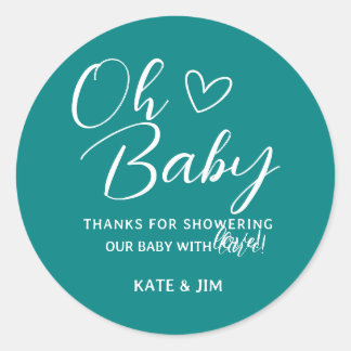 Oh Baby Aquamarin Gender Neutral Baby Dusche Danke Runder Aufkleber