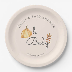 Oh Baby Aquarell-Kürbis Herbst Rustikale Babyparty Pappteller