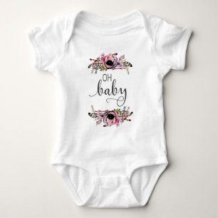 Oh Baby   Baby Mädchen Boho Blumenfeder Rahmen Tut Strampler