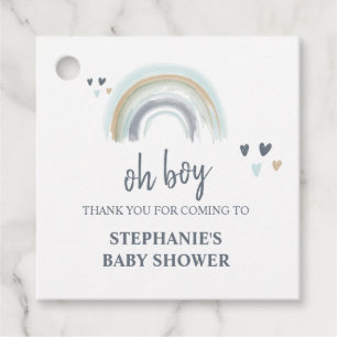 Oh Baby Baby Shower Blau Boho Regenbogen Danke Geschenkanhänger