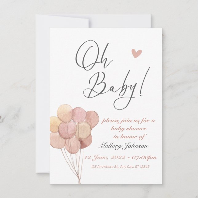 Oh Baby, Baby shower Invitation (Devant)