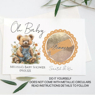 Oh Baby Bear Florale Babyparty DIY Kratzkarte Ankündigungspostkarte