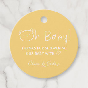 Oh Baby Bear und Herz Danke Baby Dusche Geschenkanhänger