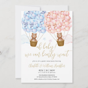 Oh Baby Bearly Wait Teddy Bear Gender Reveal Party Einladung