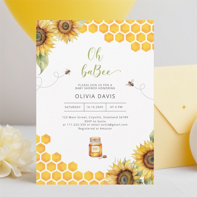 Oh Baby Bee Honey Baby shower Invitation (Créateur téléchargé)