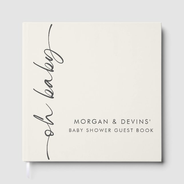 Oh Baby Beige Baby Shower Guest Book Gästebuch (Vorderseite)
