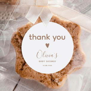 Oh Baby Beige Danke Baby Shower Runder Aufkleber