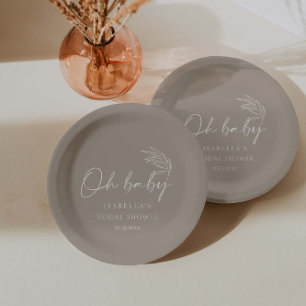 Oh Baby Beige Gender Neutral Modern Baby Dusche Pappteller