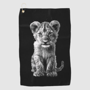 Oh Baby Big Cat Cub Black Golfhandtuch
