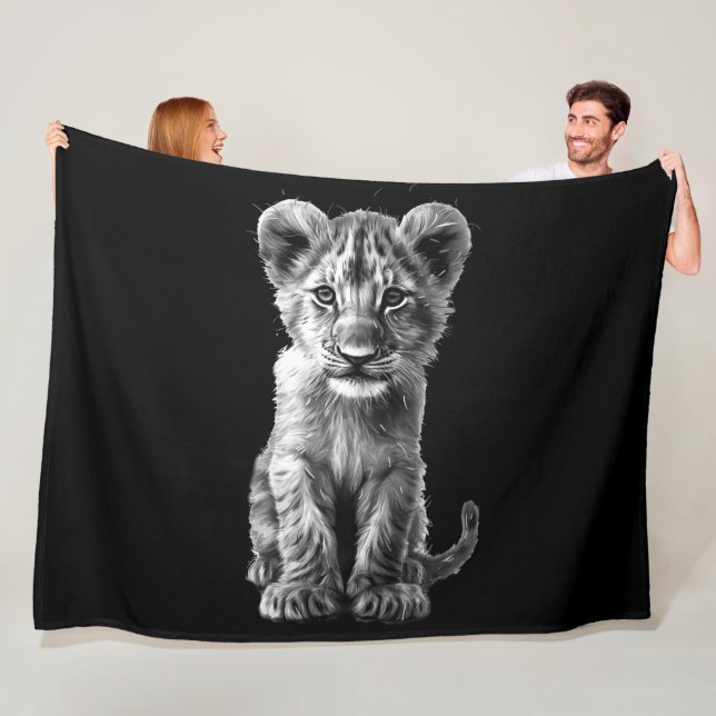 Oh Baby Big Cat Cub Gray Fleecedecke (Beispiel)
