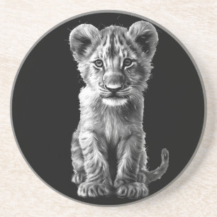 Oh Baby Big Cat Cub Gray Getränkeuntersetzer