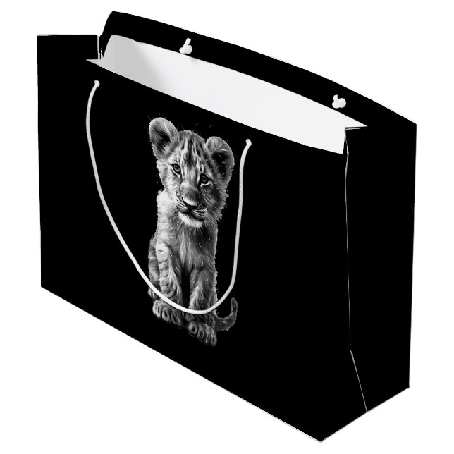 Oh Baby Big Cat Cub Gray Große Geschenktüte (Rückseite Schrägansicht)
