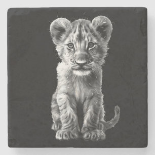 Oh Baby Big Cat Cub Gray Steinuntersetzer
