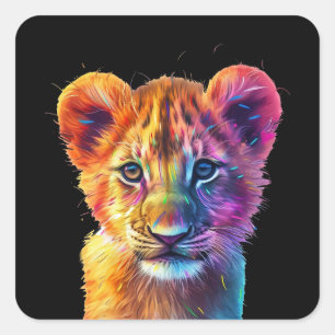 Oh Baby Big Cat Cub Quadratischer Aufkleber