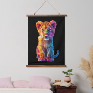 Oh Baby Big Cat Cub Wandteppich Mit Holzrahmen