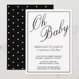 Oh Baby Black and White Elegant Baby Shower Einladung