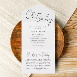 Oh Baby Black and White Minimal Baby Dusche All In One Einladung