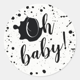 Oh Baby Black and White Paint Spritzer Babydusche Runder Aufkleber