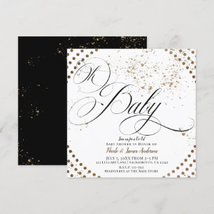 Oh Baby Black Bronze Modern Co-ed Chic Baby Dusche Einladung