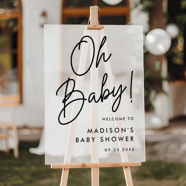 Oh Baby Black Script Baby Dusche Willkommen Mattie Acrylschild (Von Creator hochgeladen)