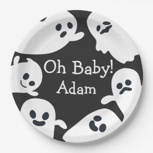 Oh, Baby! Black & White Halloween Herbstdusche Pappteller