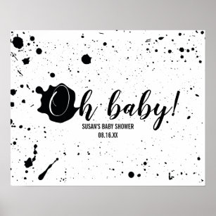 Oh Baby Black + White Spritzer Unisex Kinderdusche Poster
